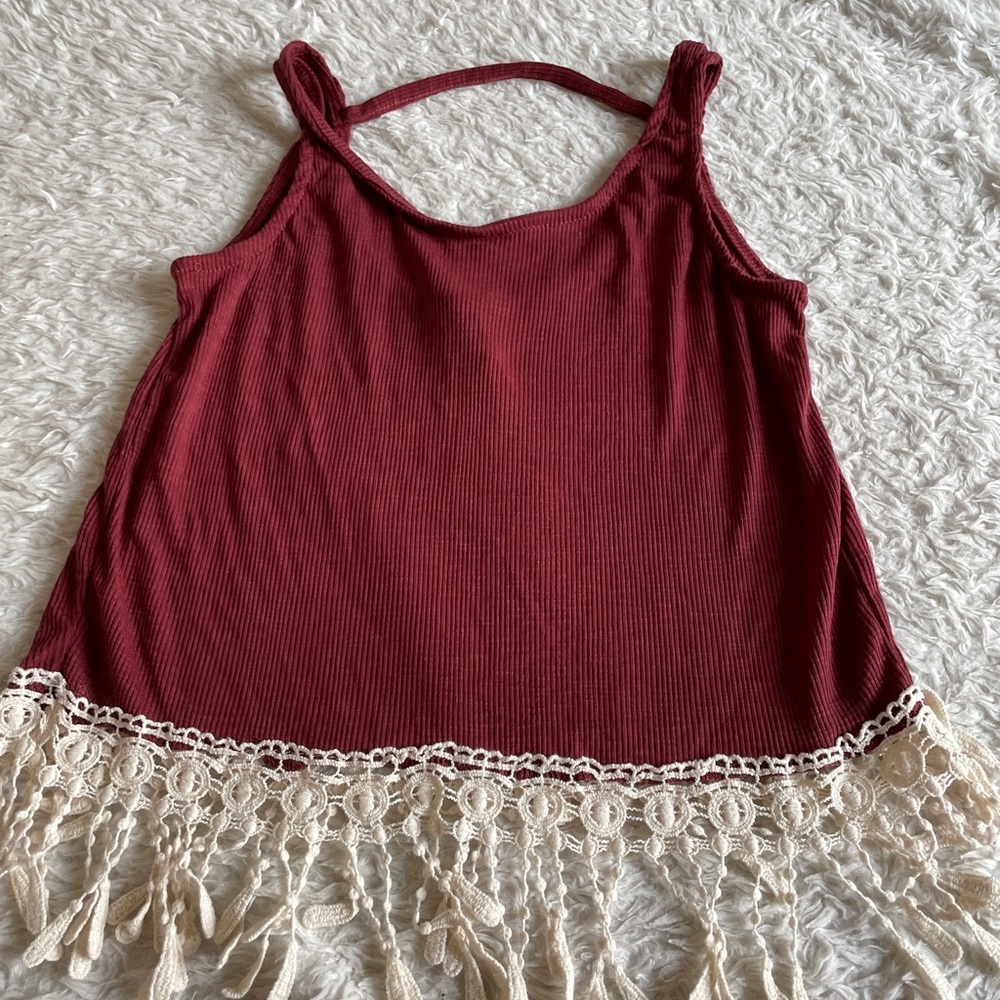 Rue21 Brick Red tank with fringe